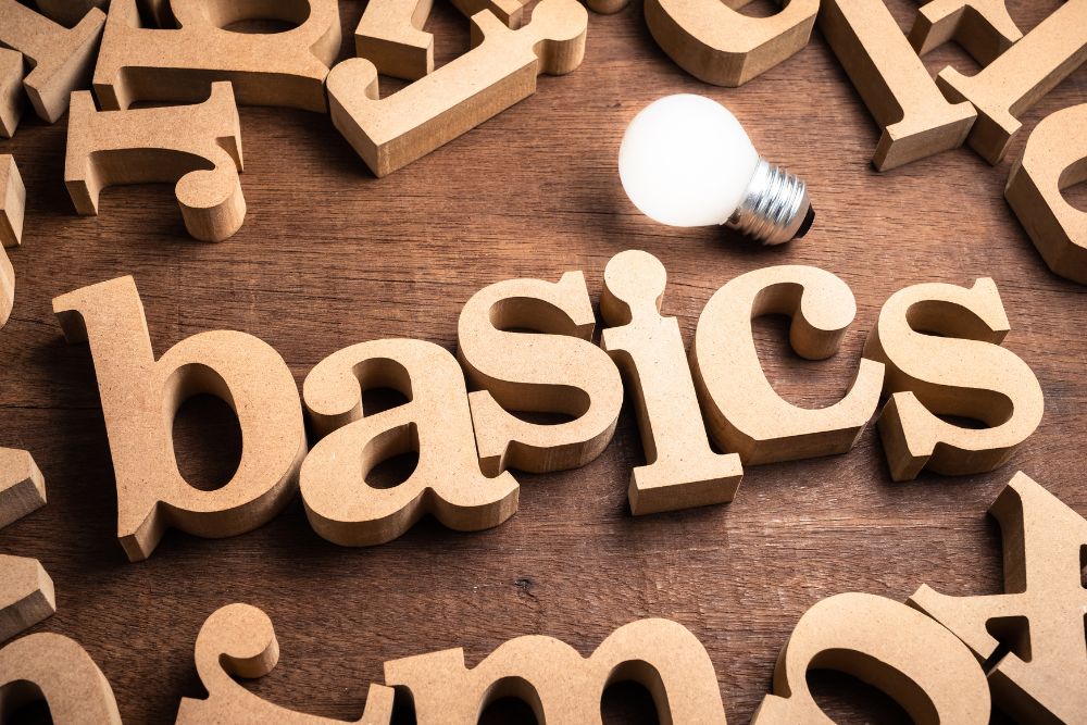 SEO basics spelled out with block letters